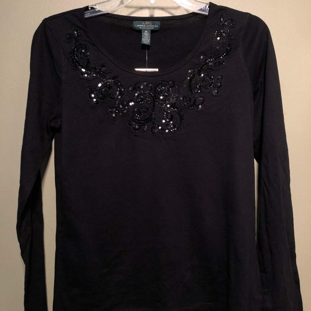 LRL Lauren Jeans Co. Sequin Détail Top